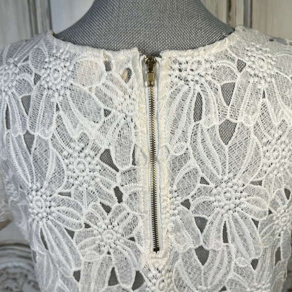 Japna Cotton Blend Heavy White Lace High Neck Short Sleeve Top Size Size Med - Picture 6 of 10